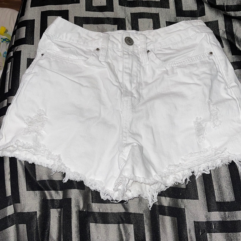 YMI plain white shorts, size 3/26, high rise shorts.